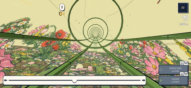 A transparent tube curves through dense flowers in Garden.