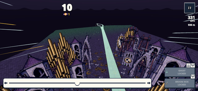 A spectral slide drops above the Halloween bell tower.