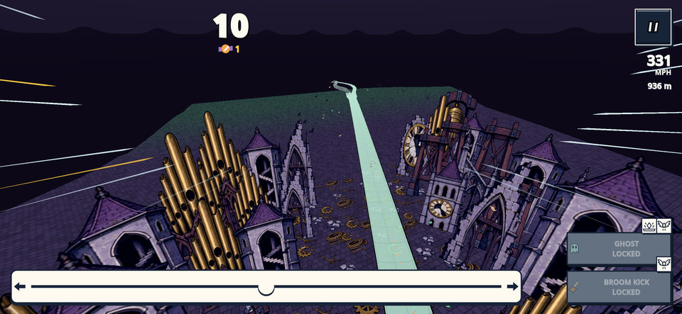 A spectral slide above the Halloween bell tower.