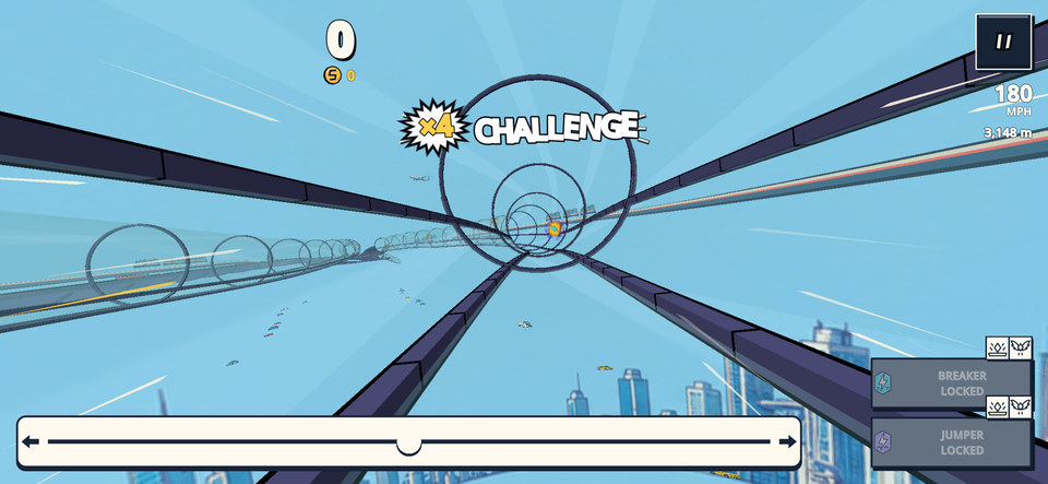 A challenge target inside a transparent rooftop tube.